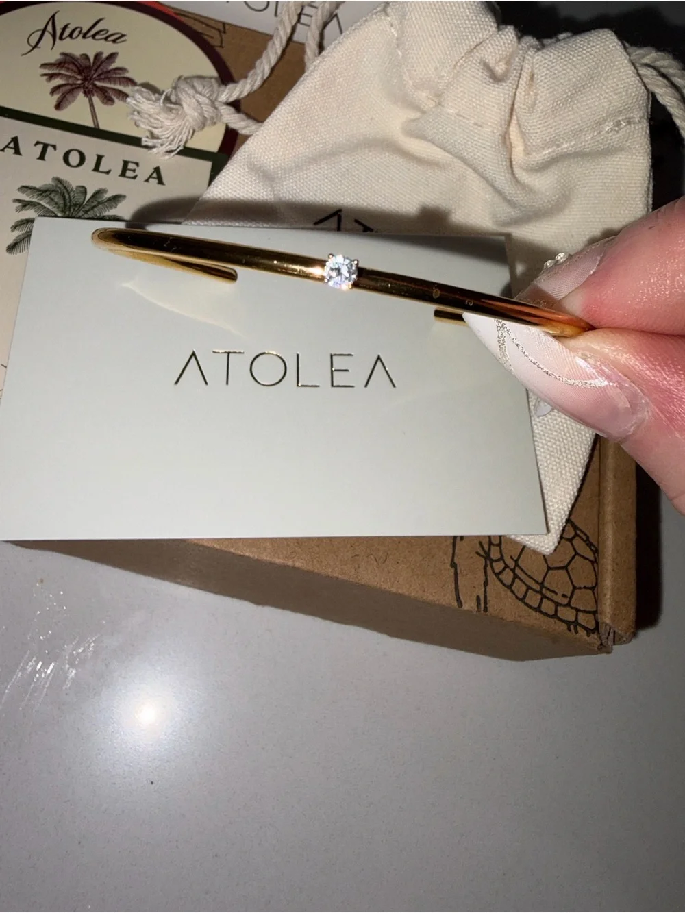 ATOLEA THIN SOLAR CUFF 18kGOLD PLATED NEW IN POUCH